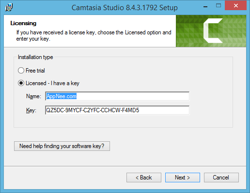 keys for camtasia studio 8