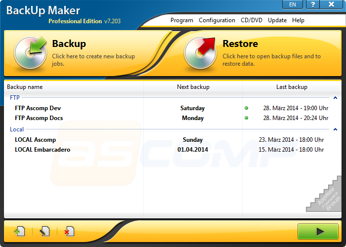 ASCOMP BackUp Maker Professional 8.202 instaling