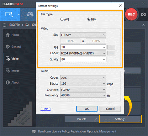 bandicam best settings