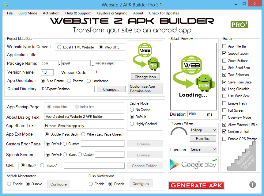 web builder android