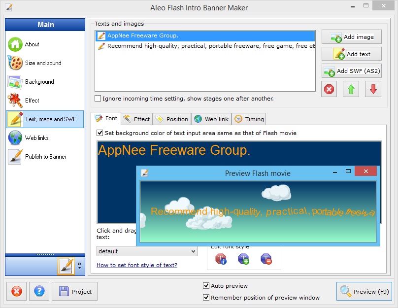 ] Aleo Flash Intro Banner Maker – Create Flash intro, banner,  slideshow, ecard, AD with ease | AppNee Freeware Group.
