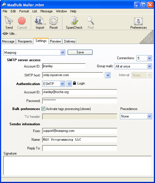 maxbulk mailer alternative smtp port