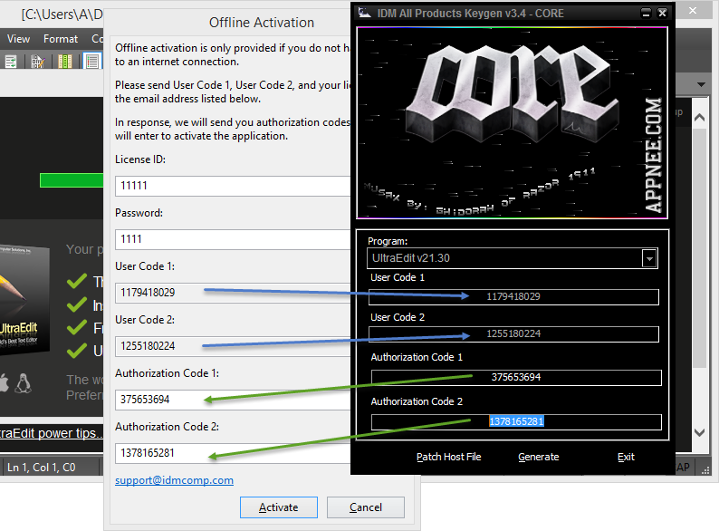 ultraedit license id and password