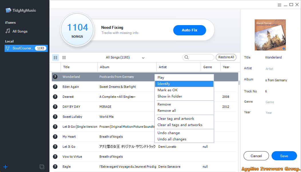 tidymymusic limitations of registered version