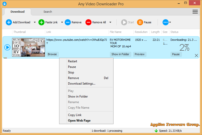 downloading Any Video Downloader Pro 8.5.10