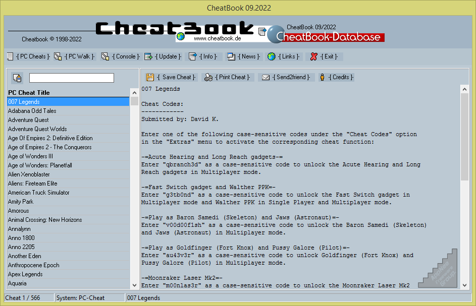 Access Game Cheats And Cheat Codes With Cheatbook Database