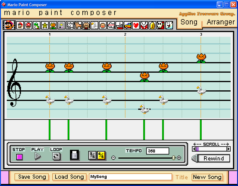 Mario Paint Composer Mario Paint Remake For PC AppNee Freeware Group   Mario Paint Composer 1 