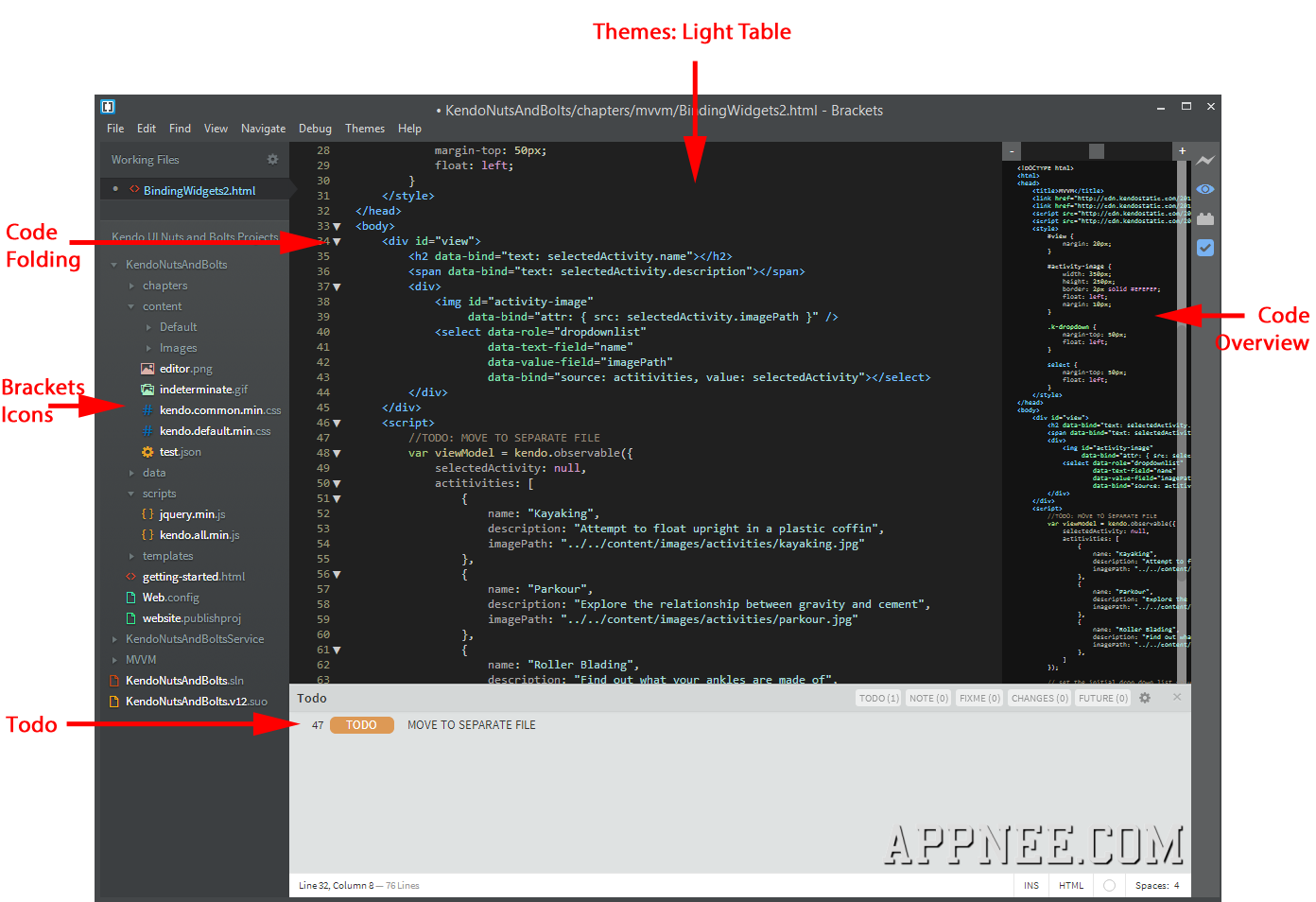 Brackets Modern HTML/CSS/Javascript visual code editor AppNee