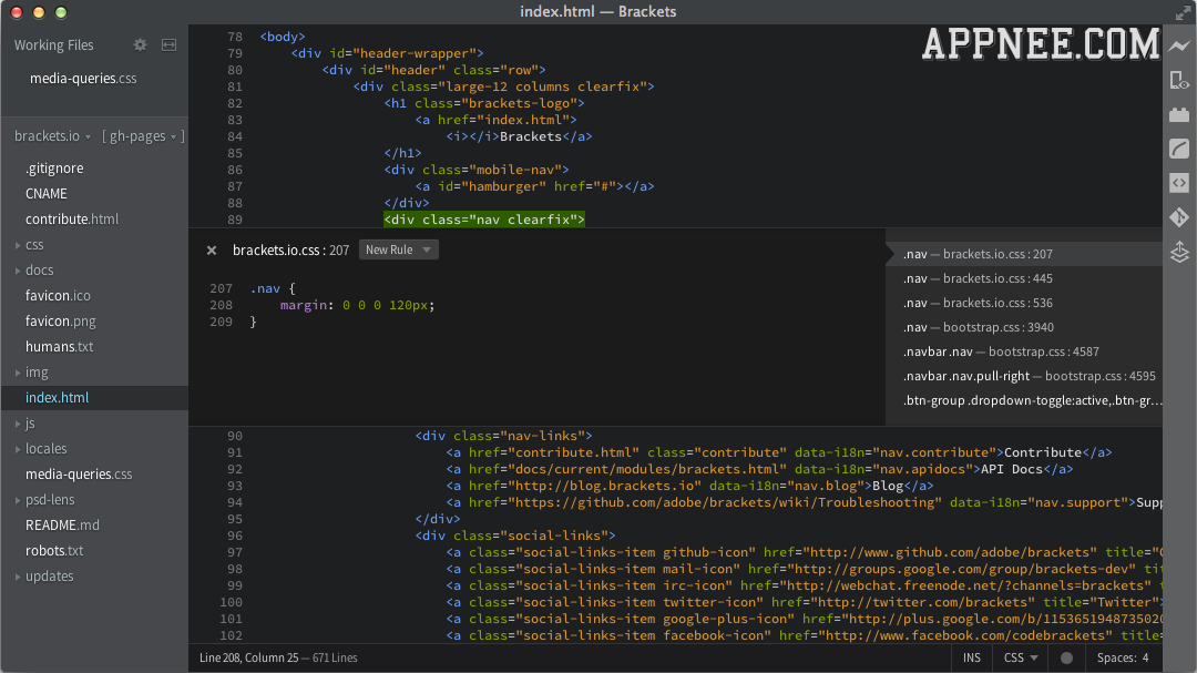 Brackets download the new version for apple