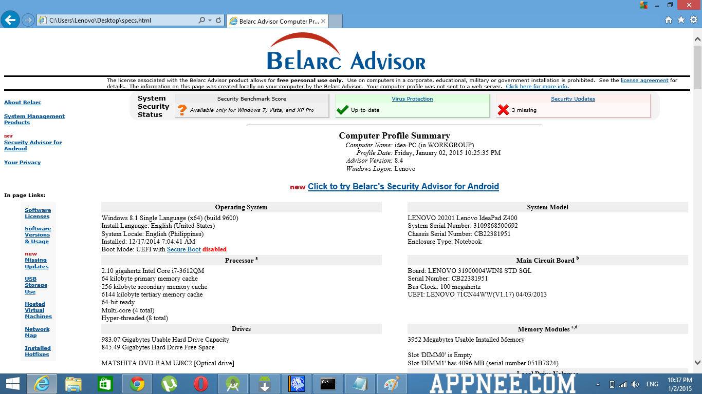 belarc advisor portable