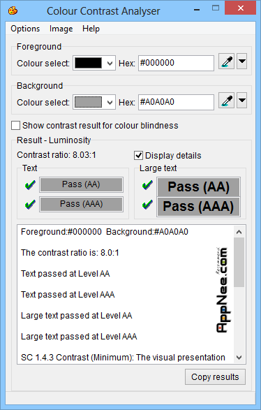 colour contrast analyser multi screen