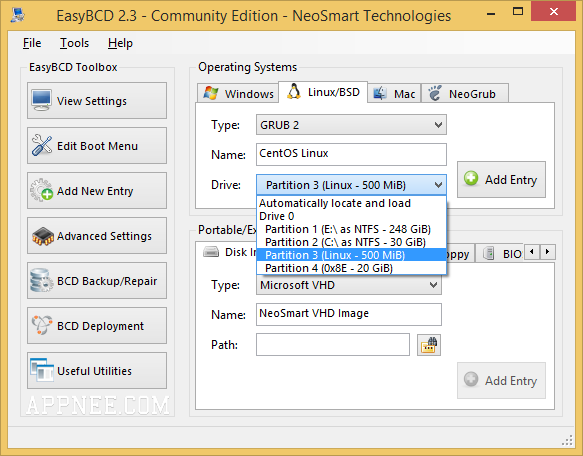 how to make a partition bootable EasyBCD 2.2