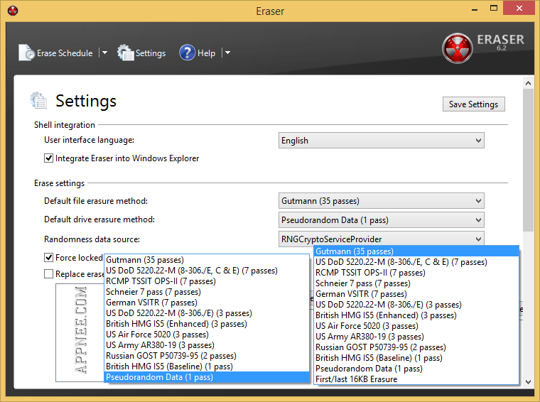 Remove eraser. Erase data. Remove sensitive data.