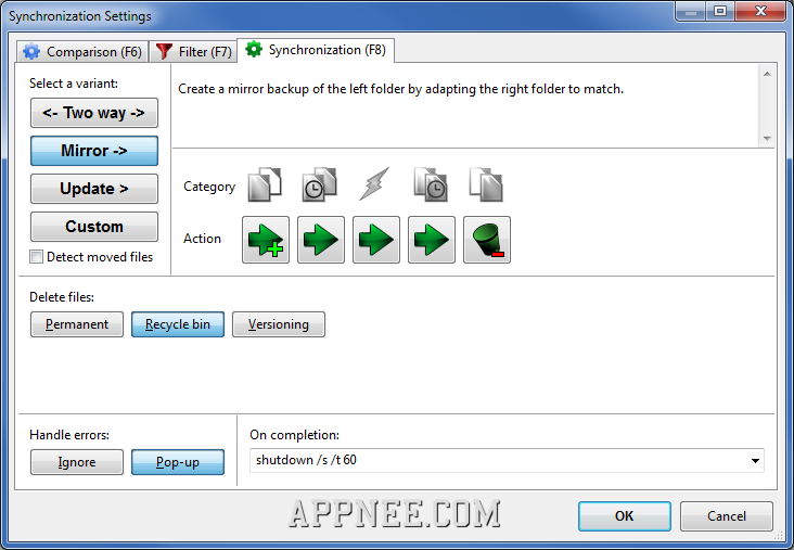 freefilesync synchronization settings