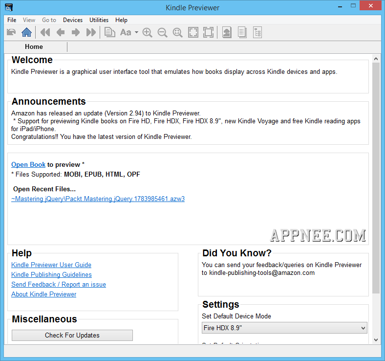 most recent kindle previewer