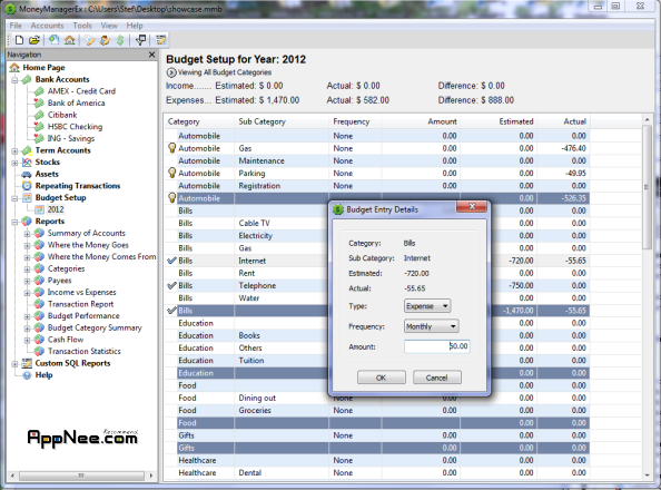 money manager ex no chart on start page