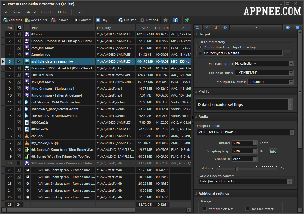 audio track | AppNee Freeware Group.