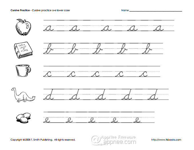 Printable English Cursive Handwriting Practice Copybook Appnee Freeware Group