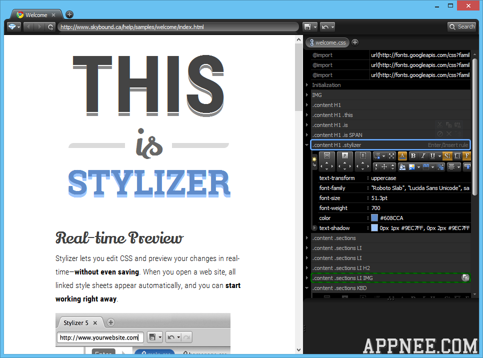 stylizer click and drag