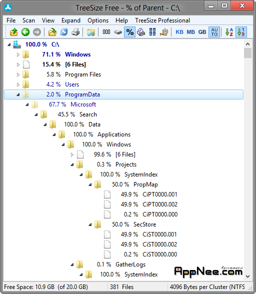 treesize professional directory listing