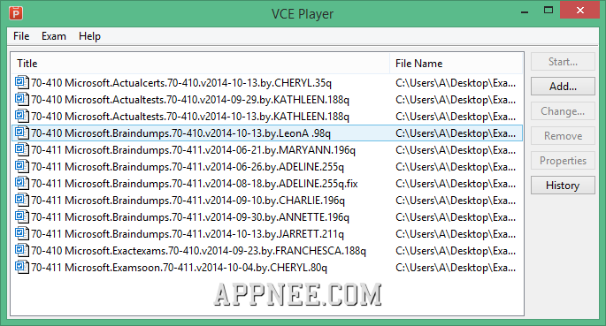 options of running a vce file