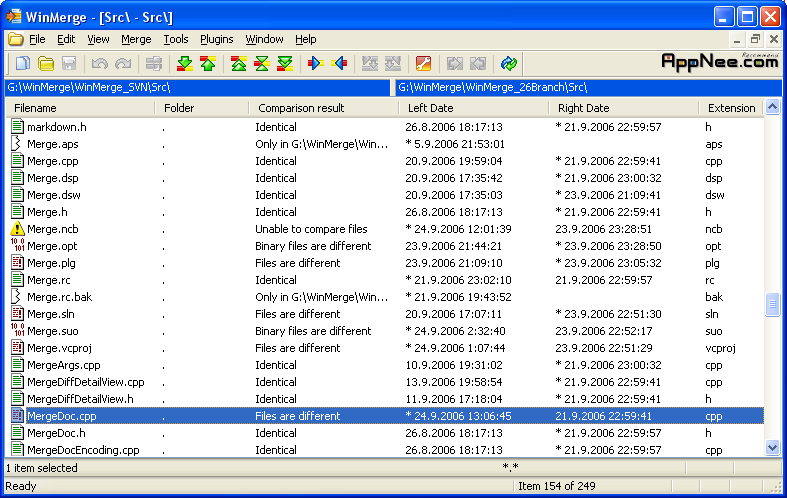 using winmerge to compare folders